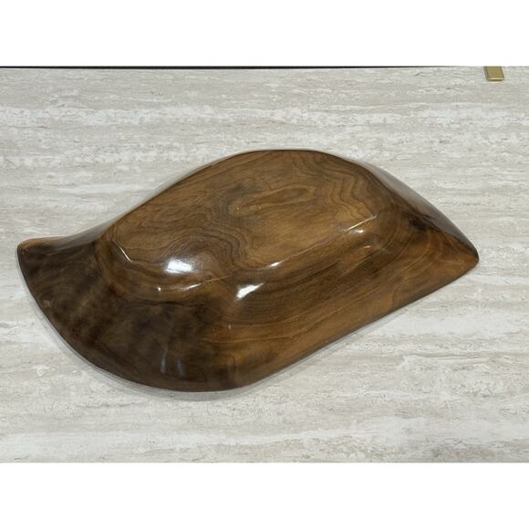 Vintage MCM Leaf Shaped Large Wood Bowl Serving Fruit Home Decor - Picture 10 of 11